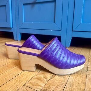 Beklina Purple Quilted Leather Clogs